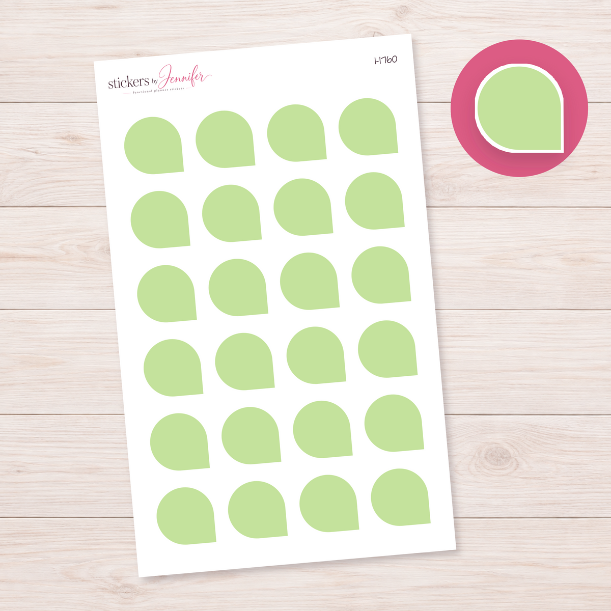 Light Lime Rounded Corner Dot Planner Stickers | I-1760
