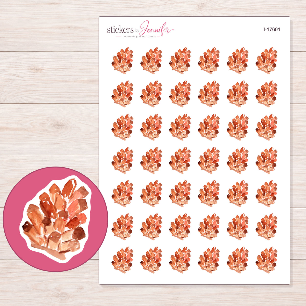 I-17601 planner sticker sheet with enlarged sticker detail