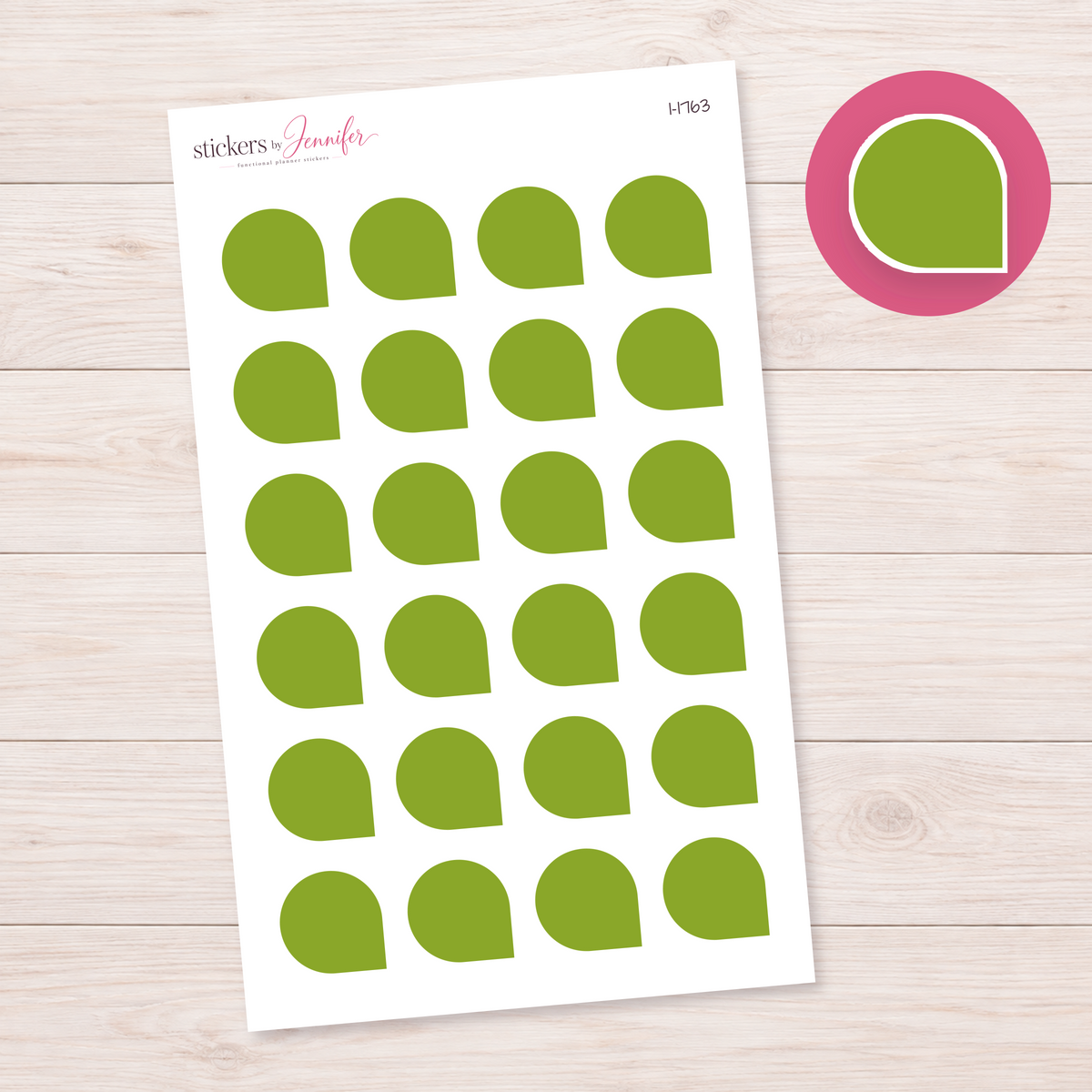 Olive Rounded Corner Dot Planner Stickers | I-1763