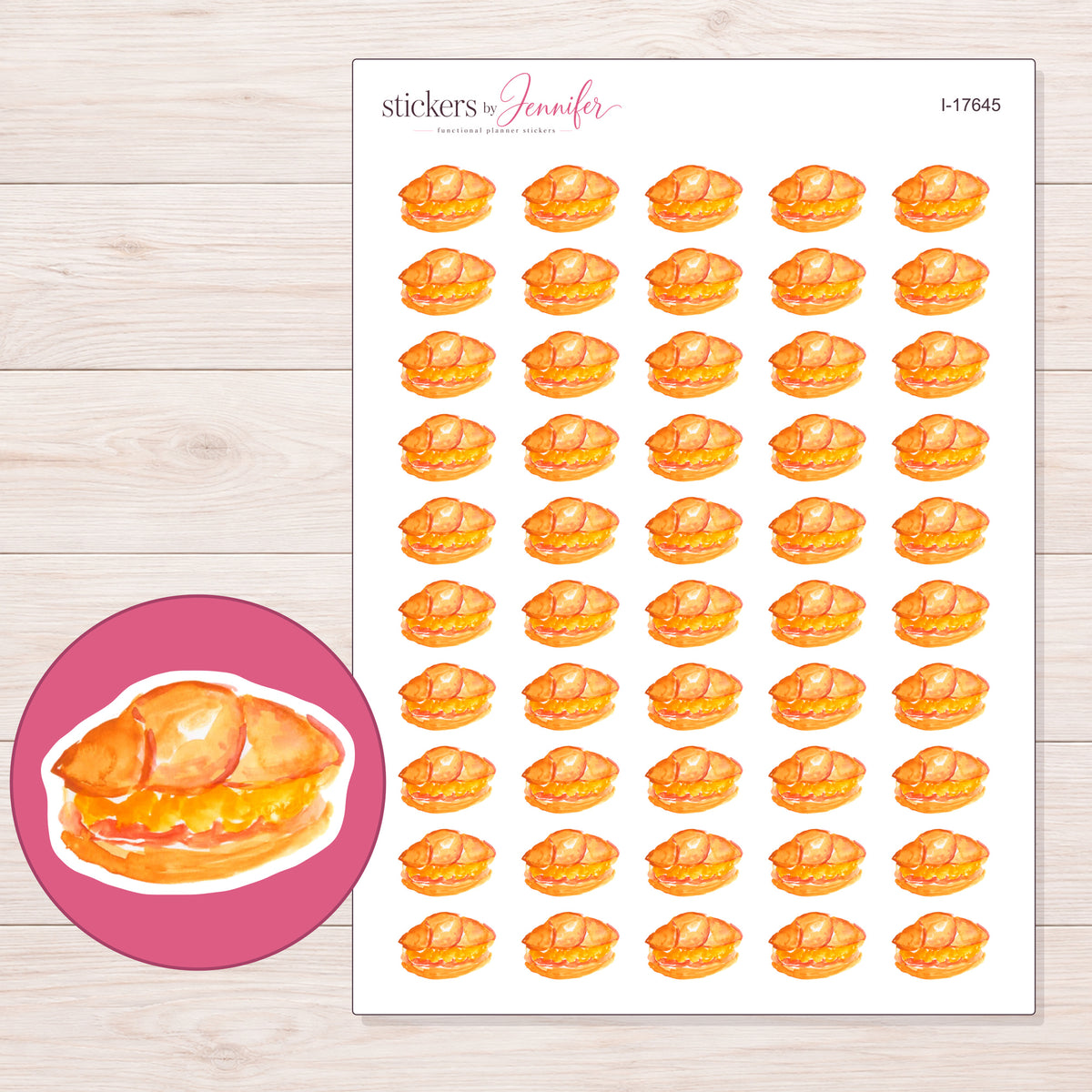 I-17645 planner sticker sheet with enlarged sticker detail