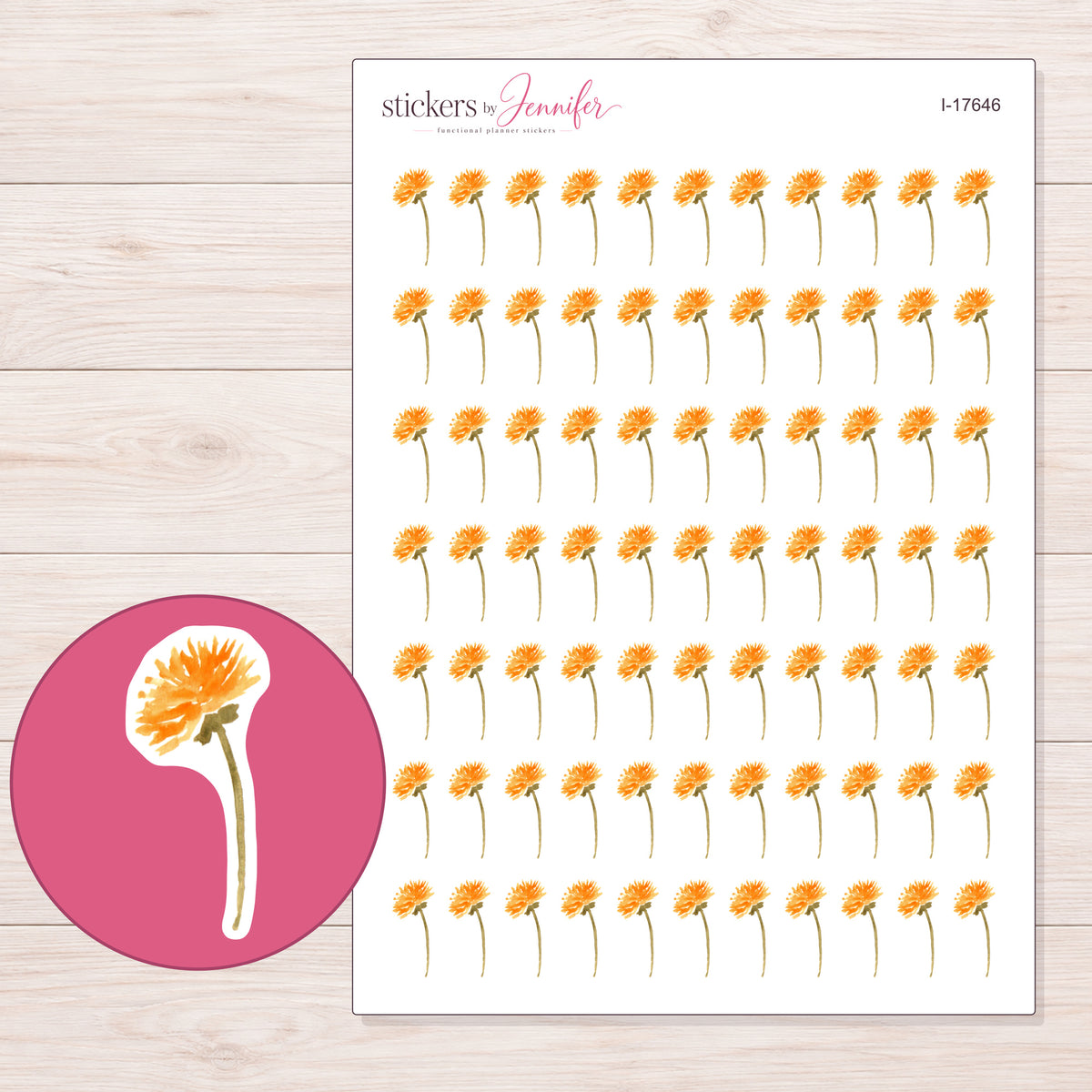 I-17646 planner sticker sheet with enlarged sticker detail