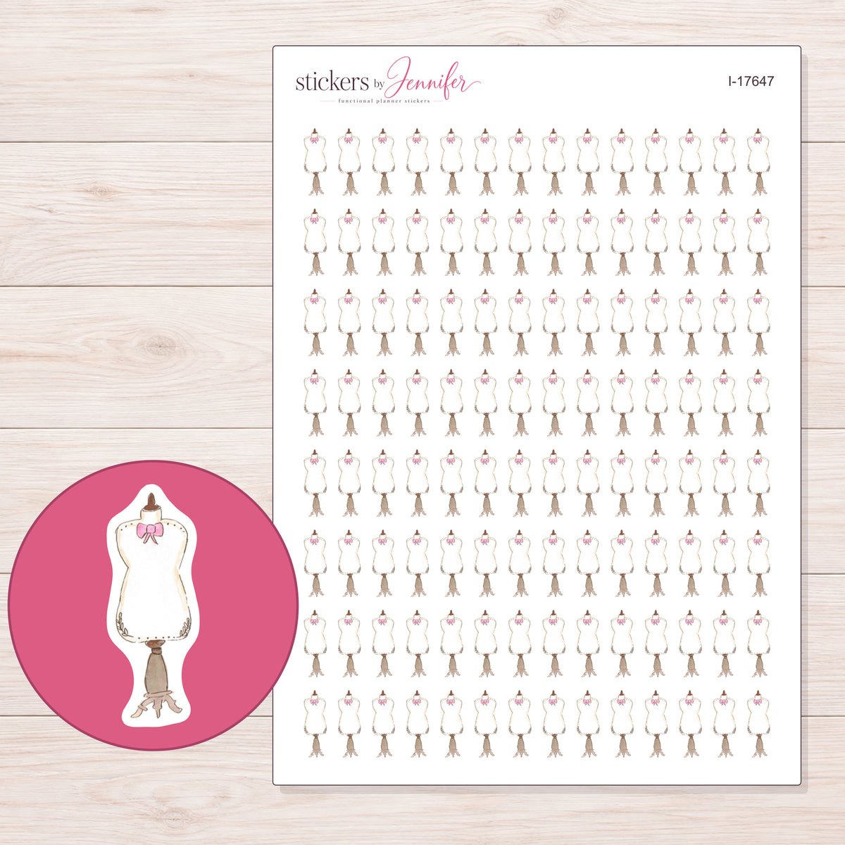 I-17647 planner sticker sheet with enlarged sticker detail