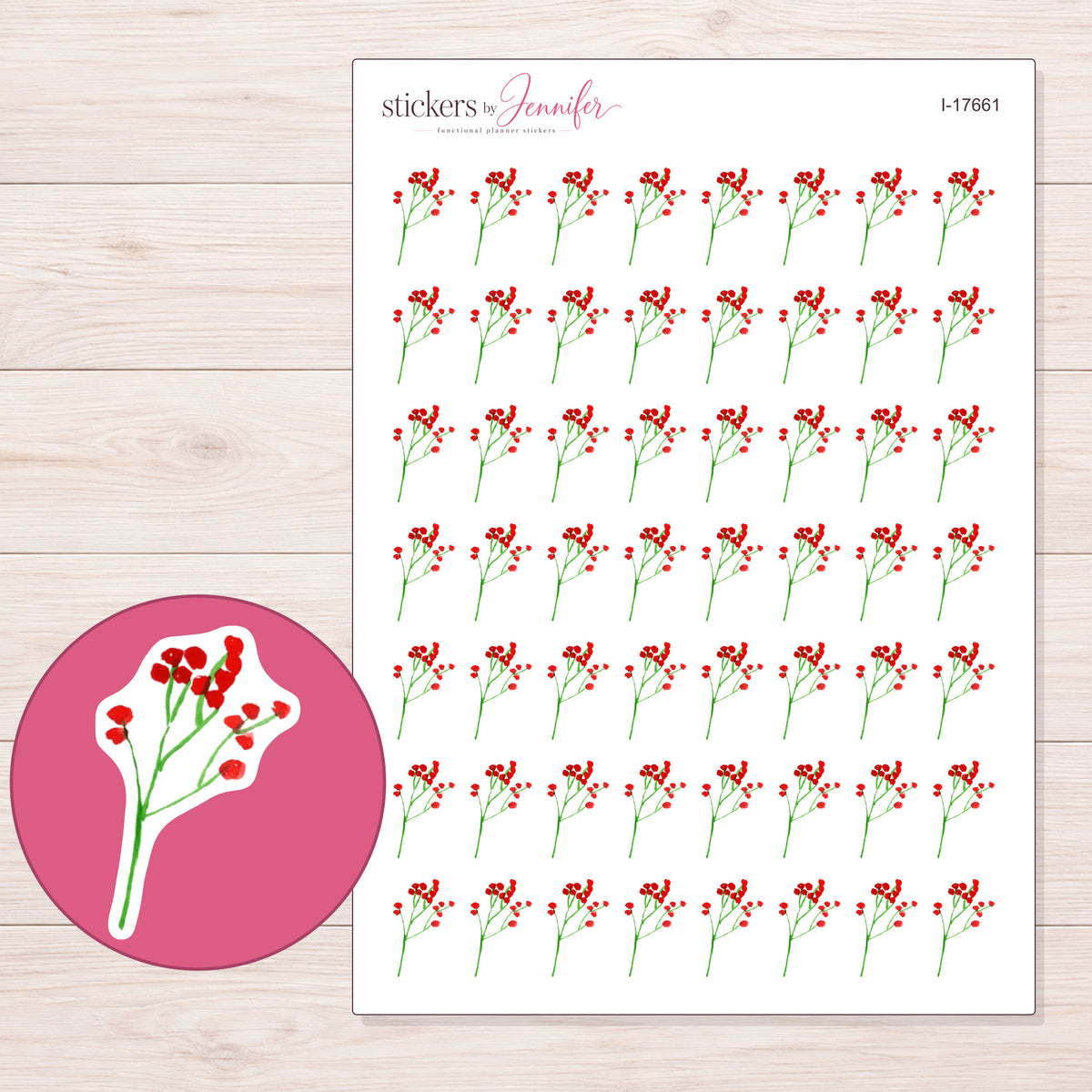 I-17661 planner sticker sheet with enlarged sticker detail