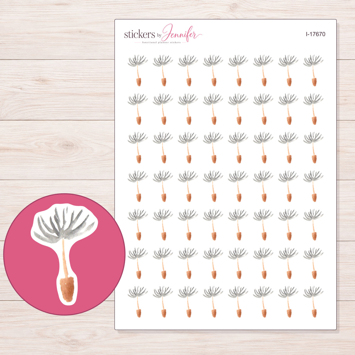 I-17670 planner sticker sheet with enlarged sticker detail
