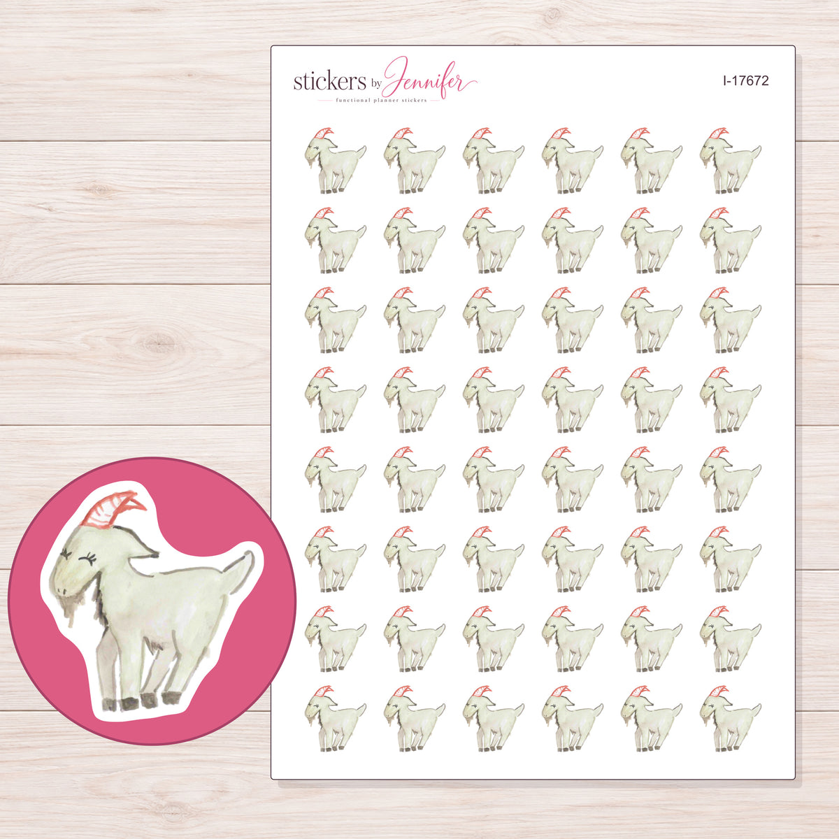 I-17672 planner sticker sheet with enlarged sticker detail