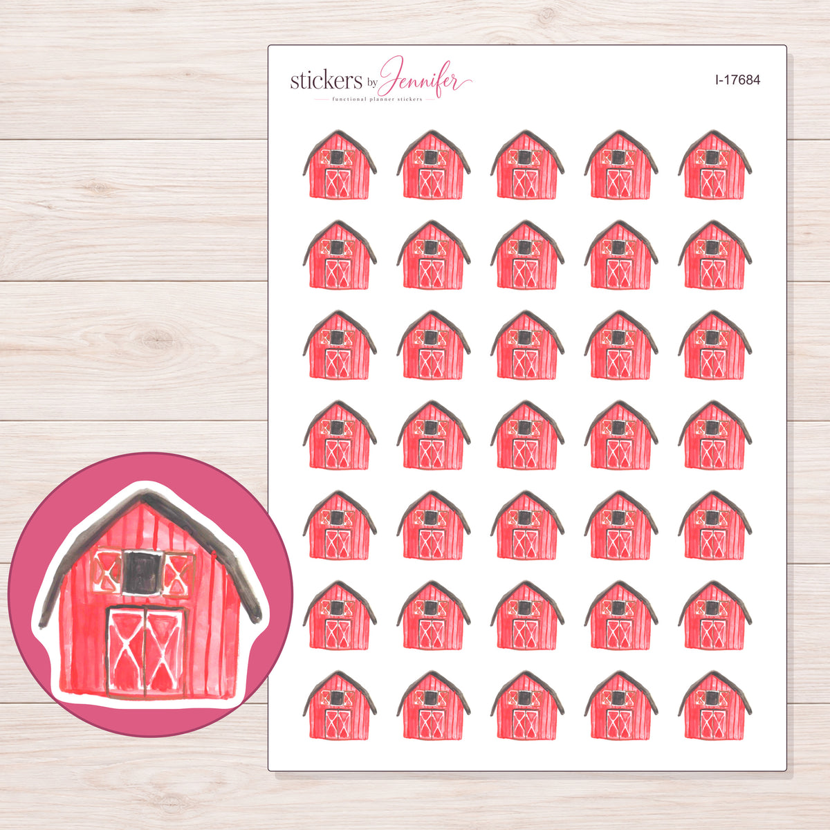 I-17684 planner sticker sheet with enlarged sticker detail