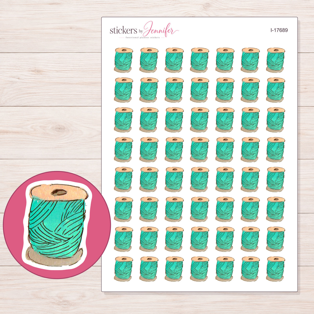 I-17689 planner sticker sheet with enlarged sticker detail