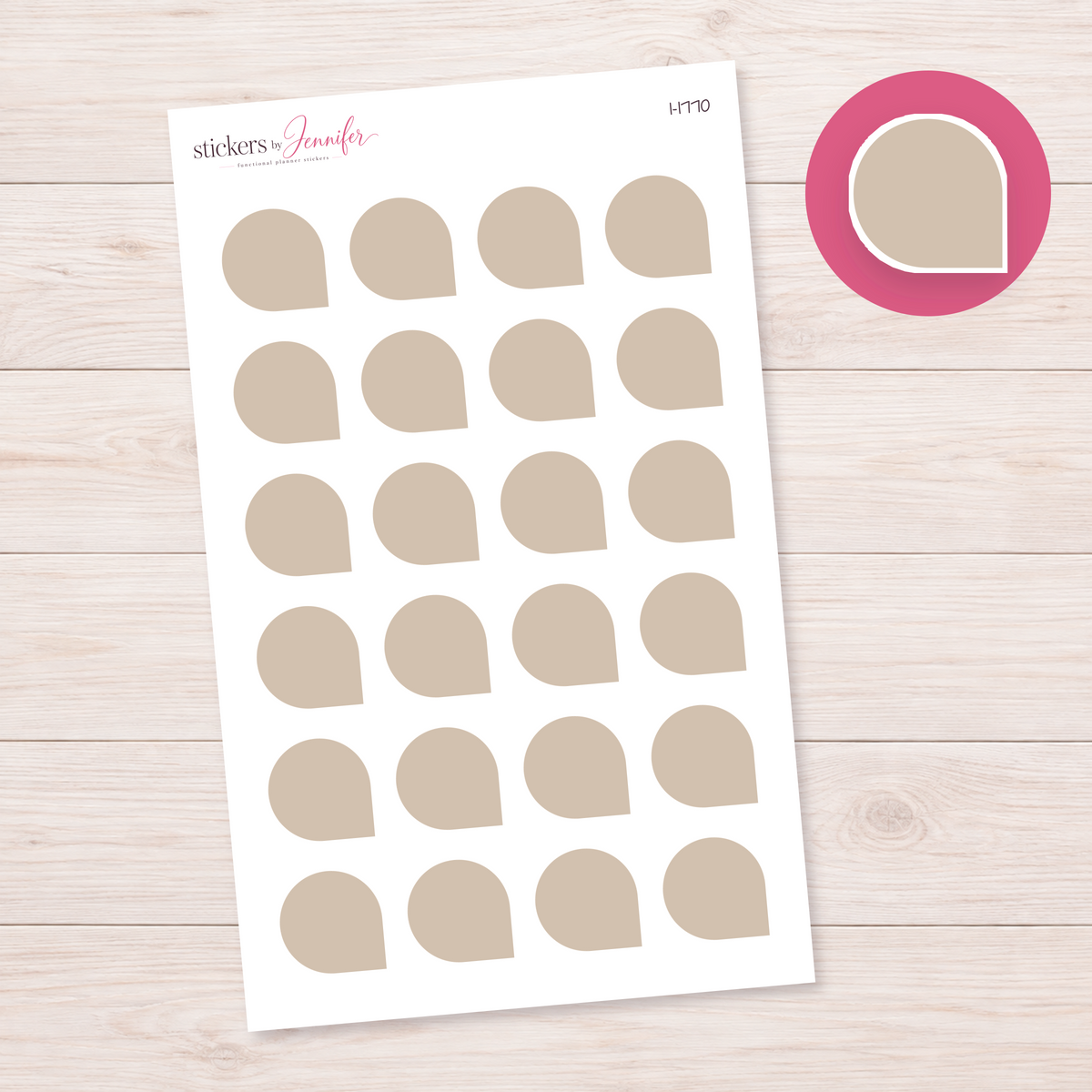 Taupe Rounded Corner Dot Planner Stickers | I-1770