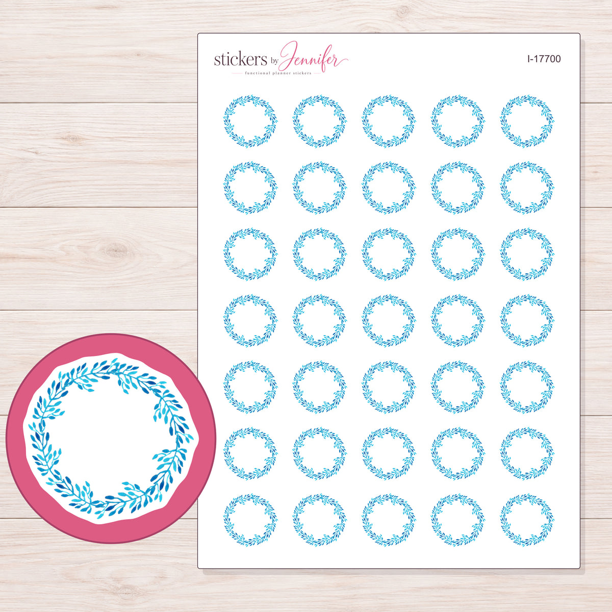 I-17700 planner sticker sheet with enlarged sticker detail