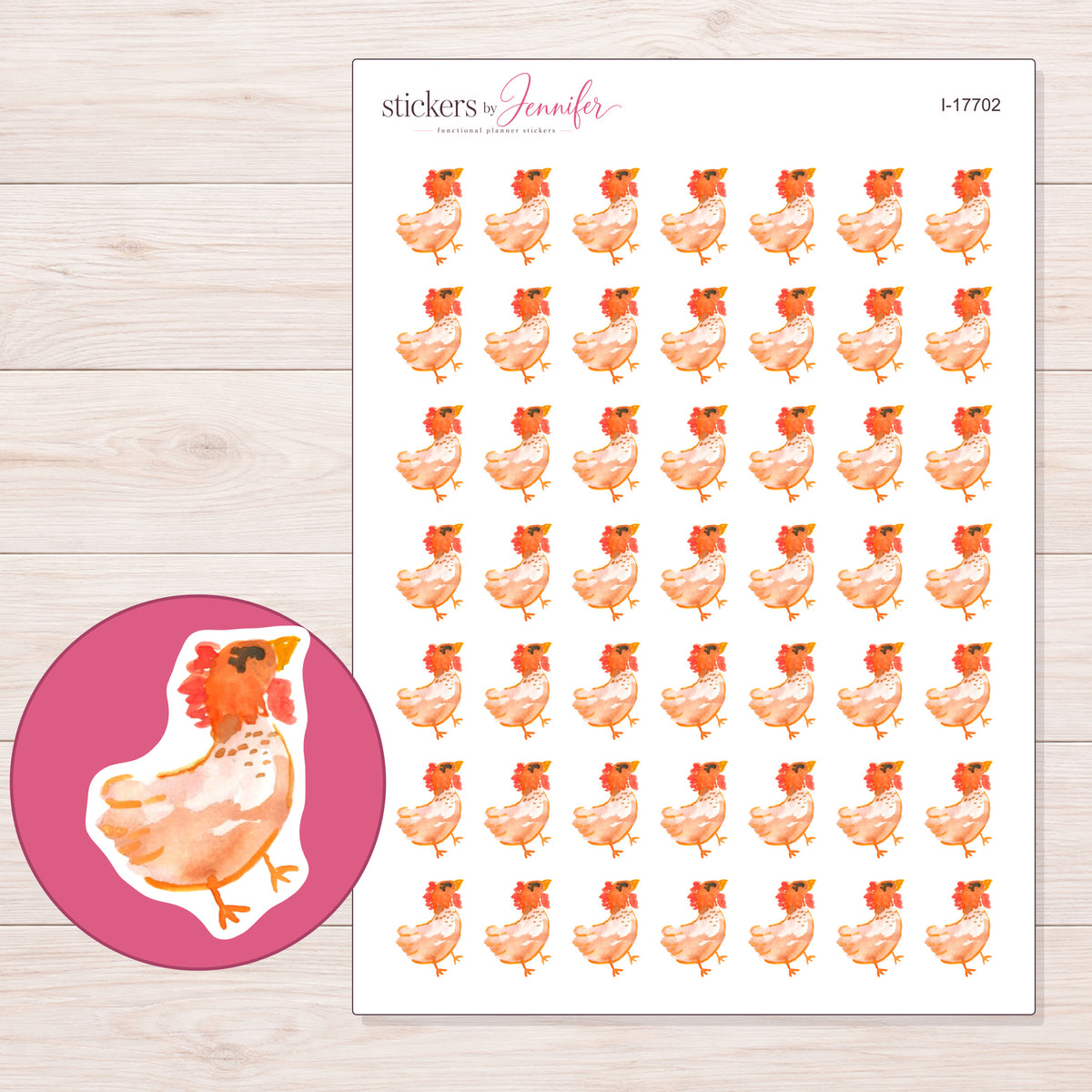 I-17702 planner sticker sheet with enlarged sticker detail