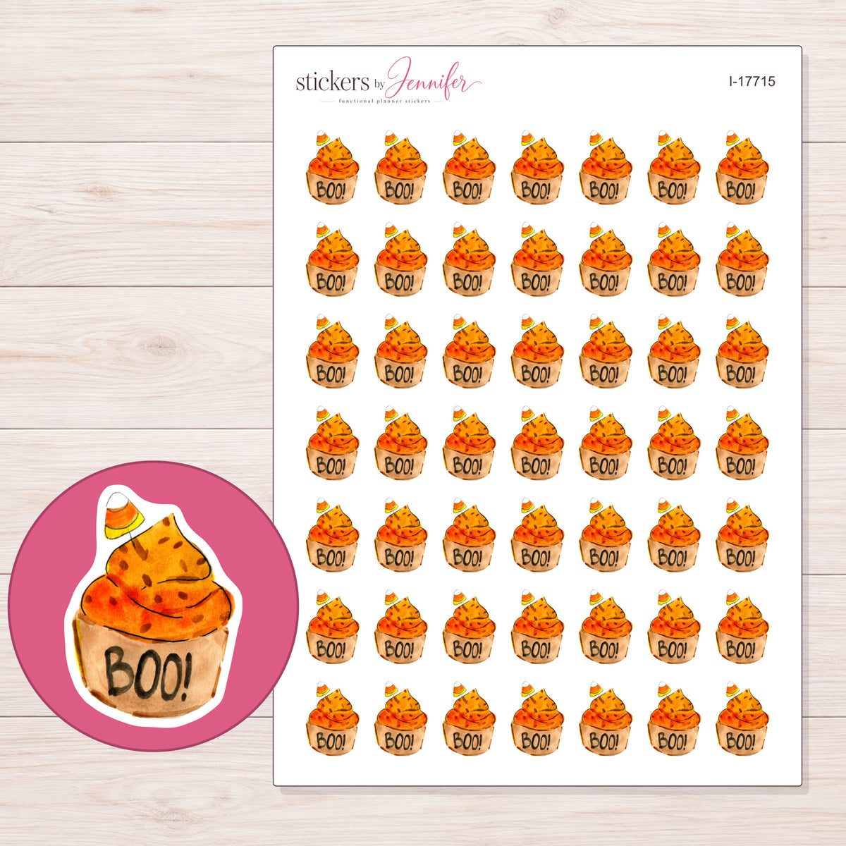 I-17715 planner sticker sheet with enlarged sticker detail