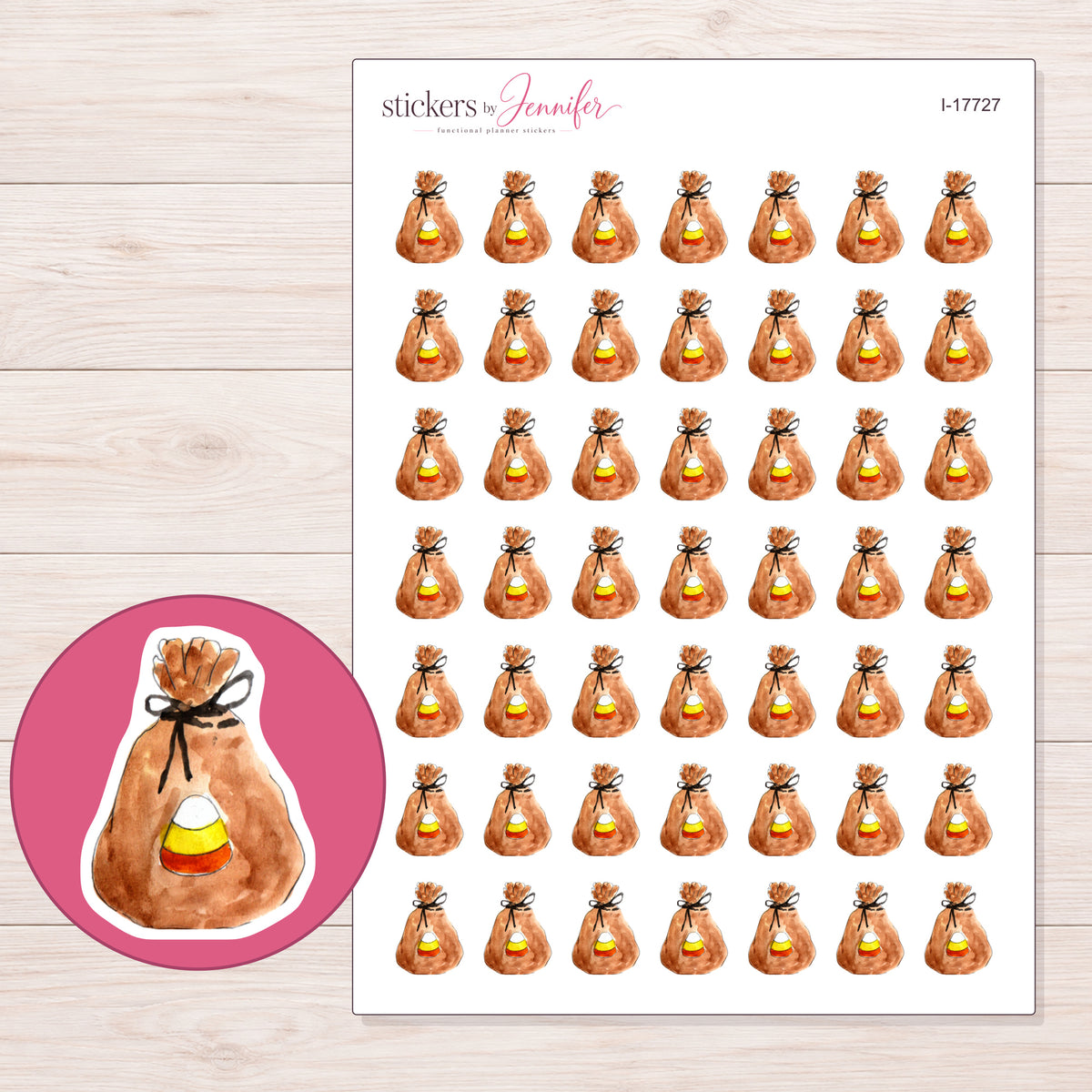 I-17727 planner sticker sheet with enlarged sticker detail