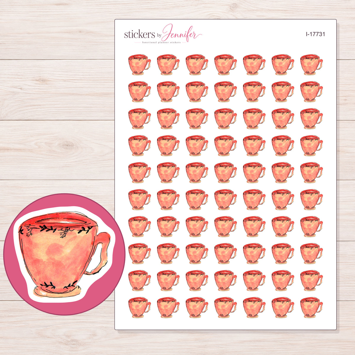 I-17731 planner sticker sheet with enlarged sticker detail