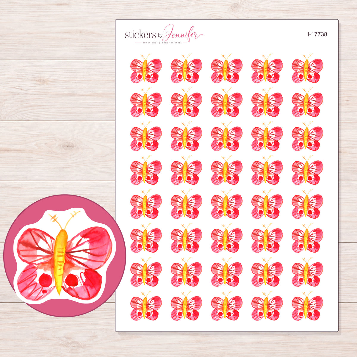 I-17738 planner sticker sheet with enlarged sticker detail