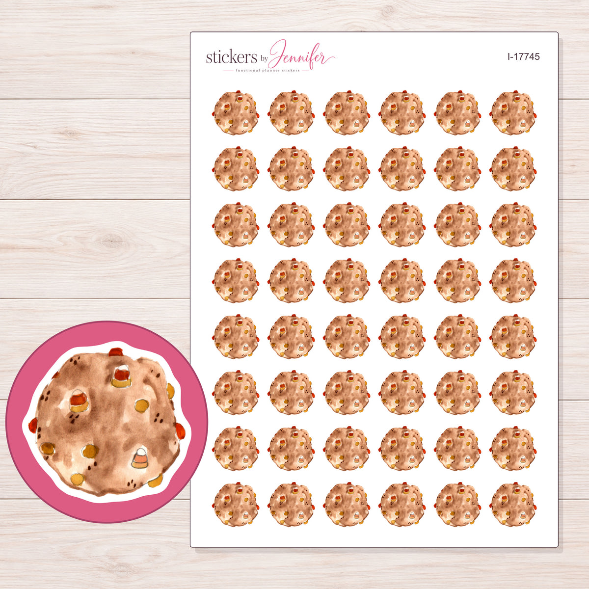 I-17745 planner sticker sheet with enlarged sticker detail