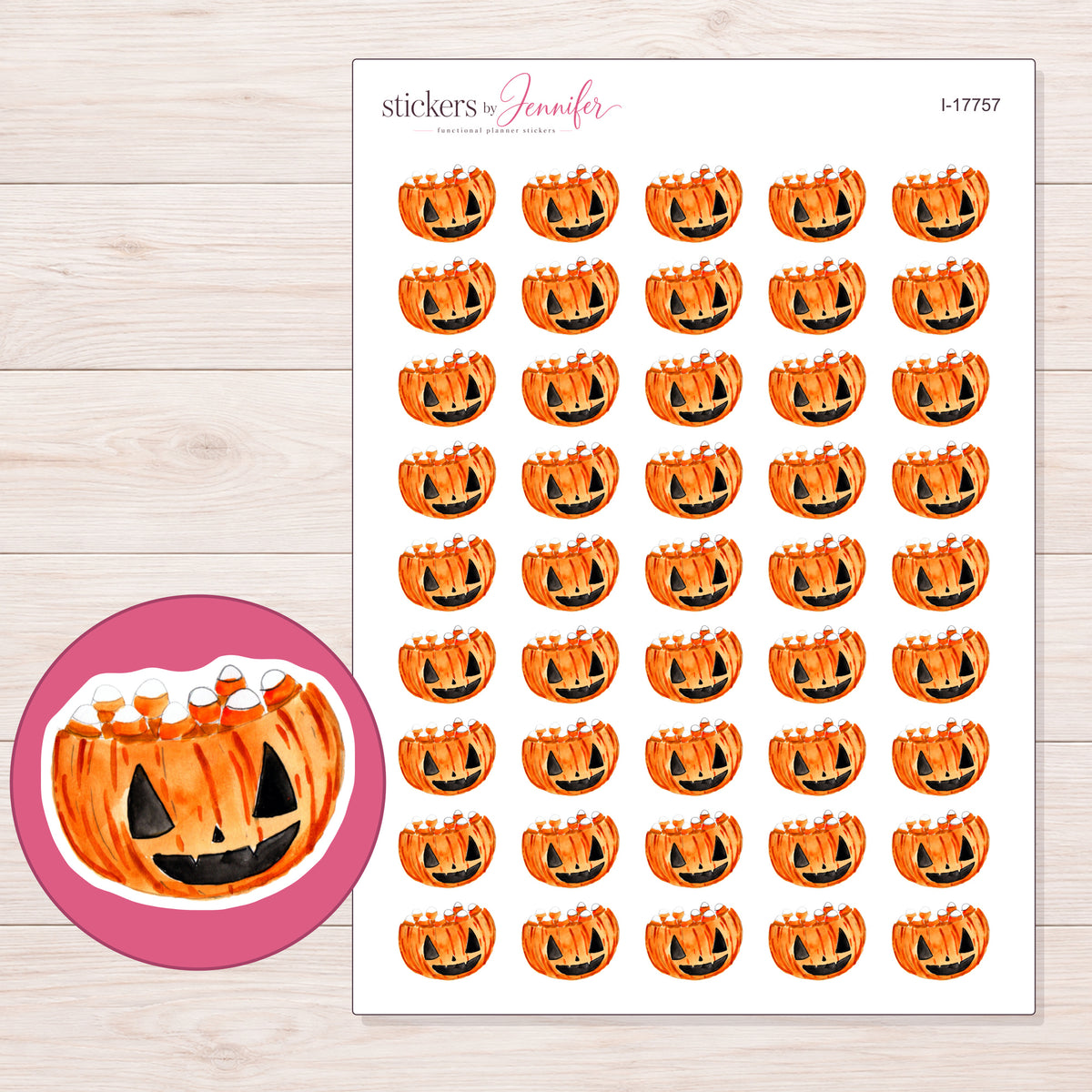 I-17757 planner sticker sheet with enlarged sticker detail