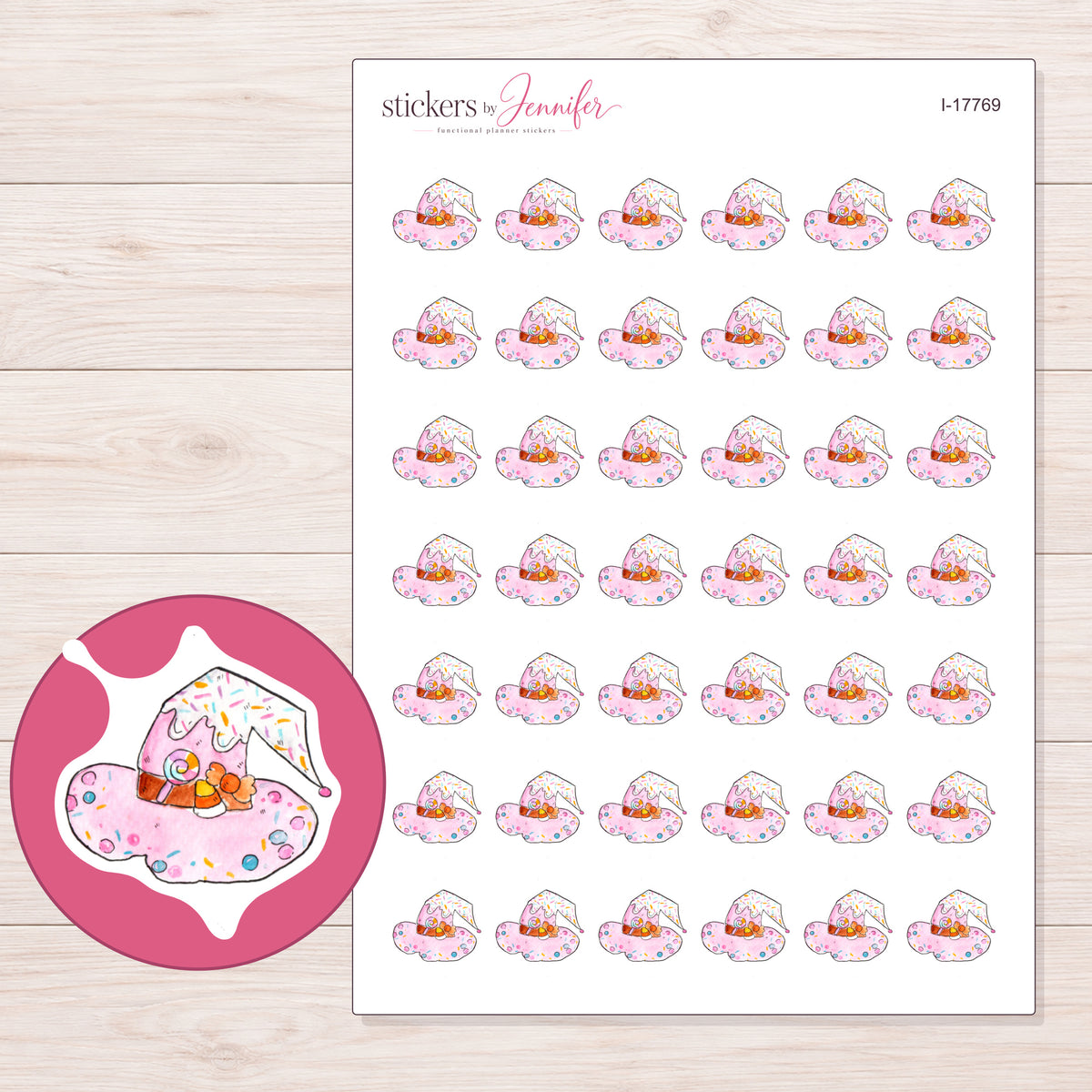 I-17769 planner sticker sheet with enlarged sticker detail