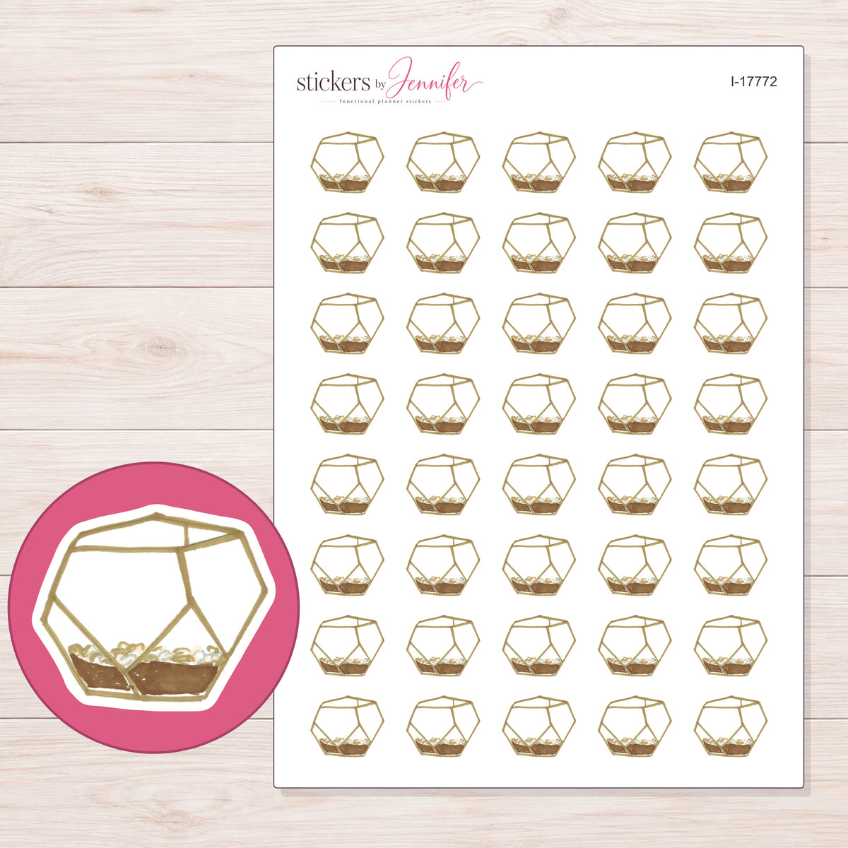 I-17772 planner sticker sheet with enlarged sticker detail