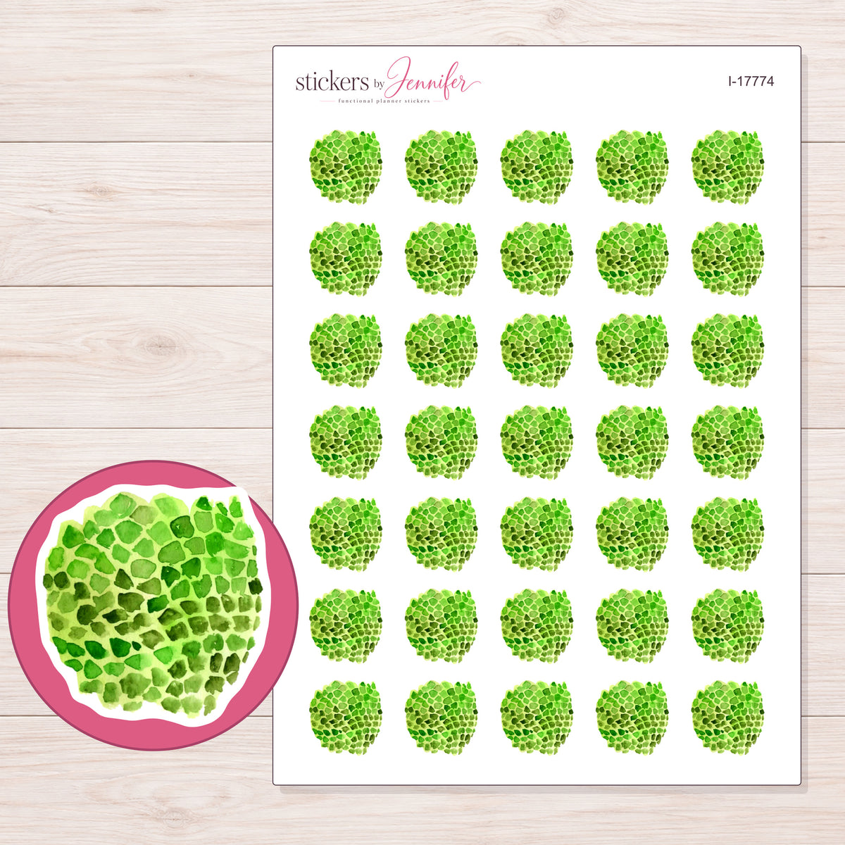 I-17774 planner sticker sheet with enlarged sticker detail