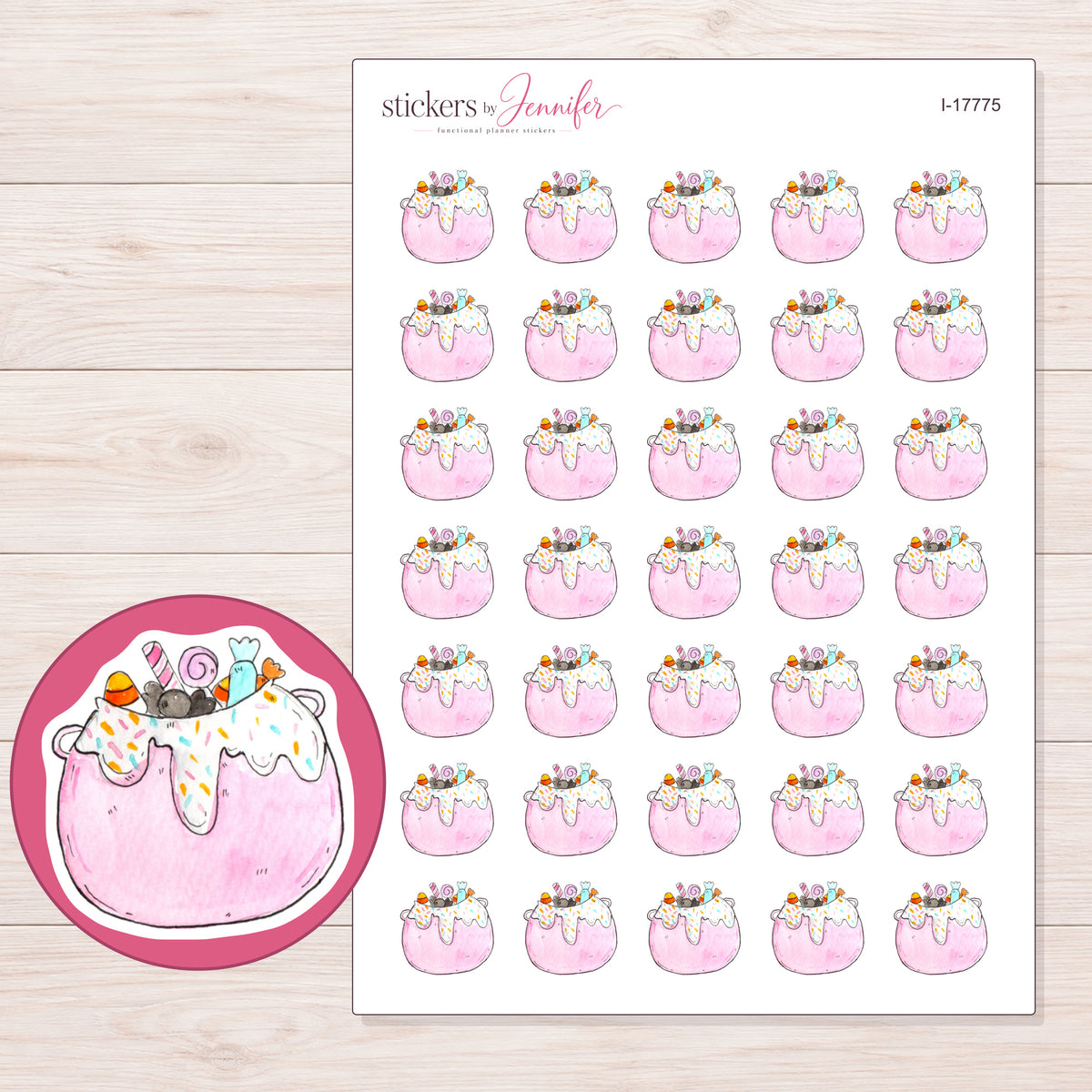 I-17775 planner sticker sheet with enlarged sticker detail