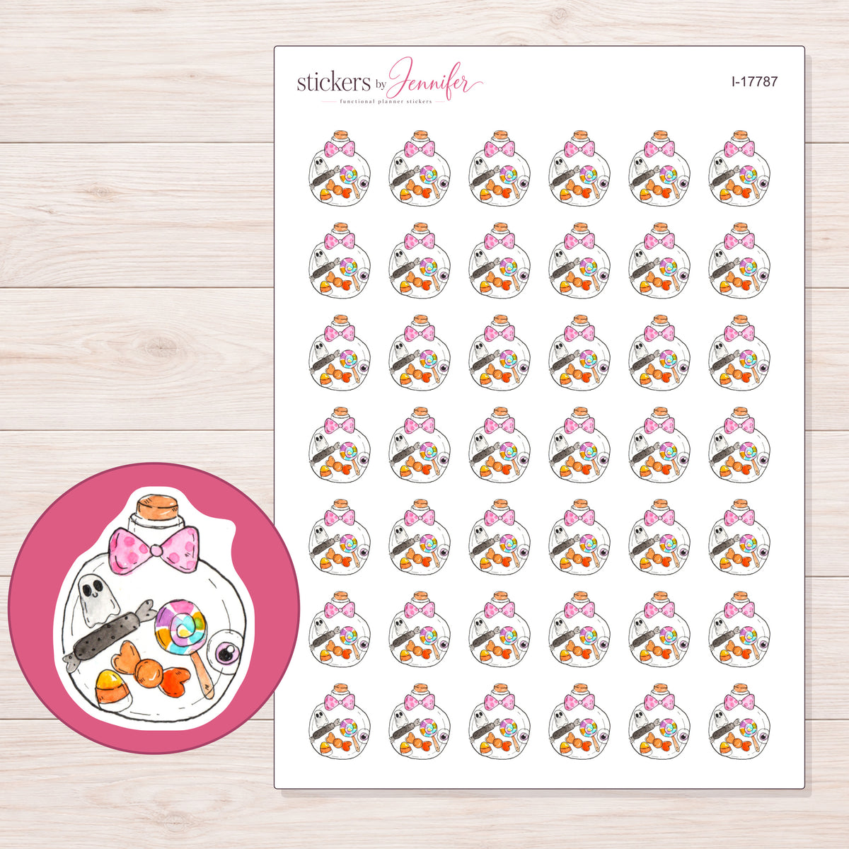 I-17787 planner sticker sheet with enlarged sticker detail