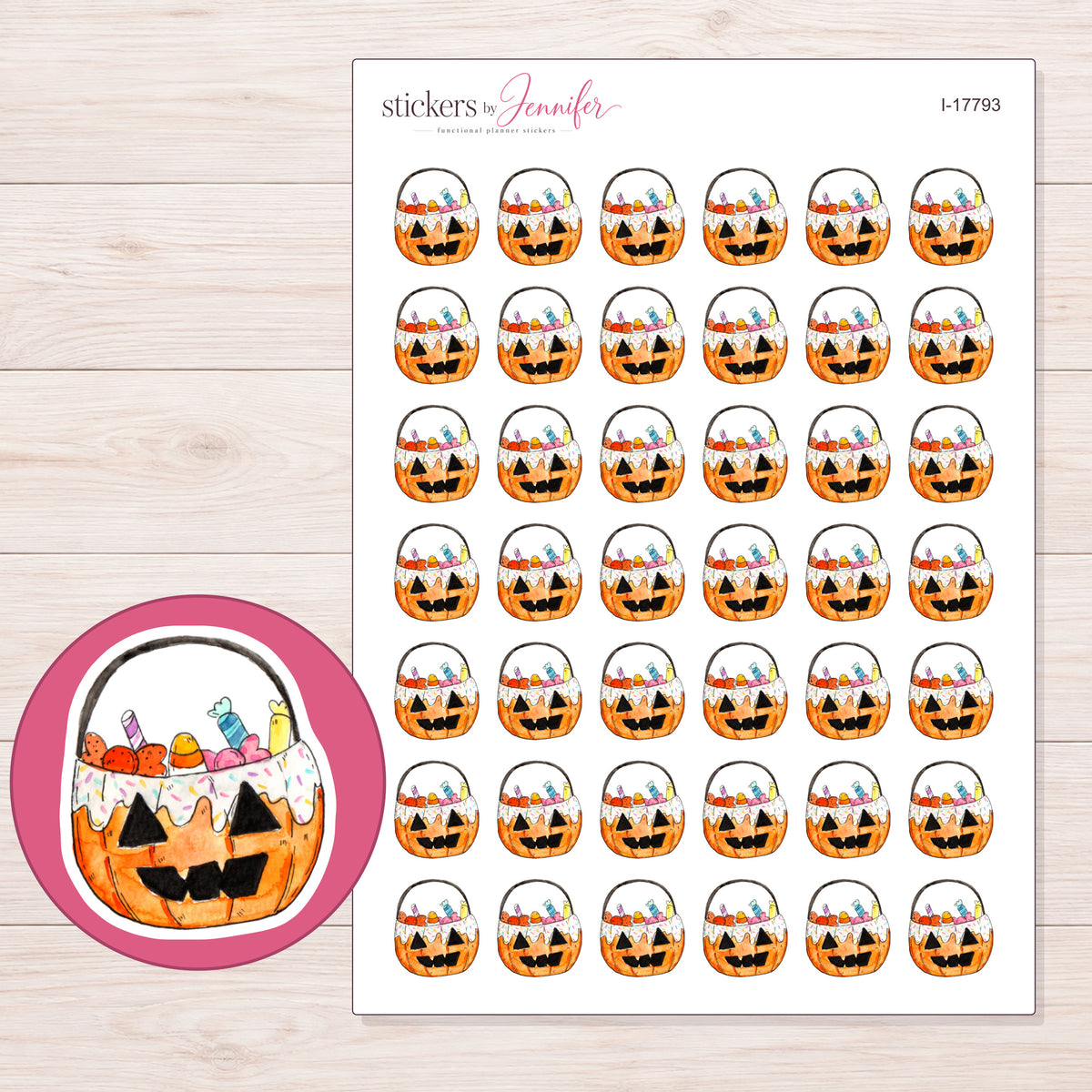 I-17793 planner sticker sheet with enlarged sticker detail