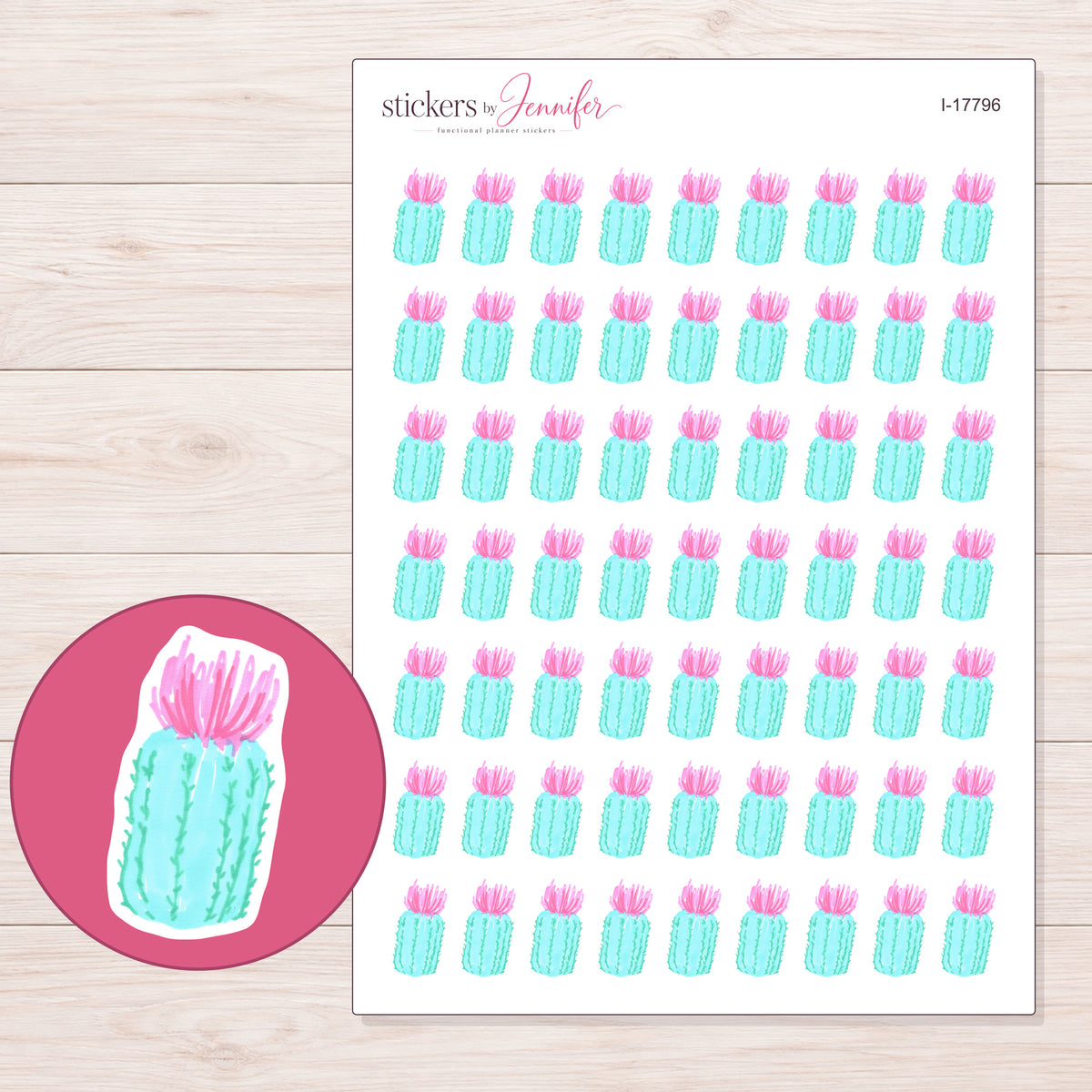 I-17796 planner sticker sheet with enlarged sticker detail