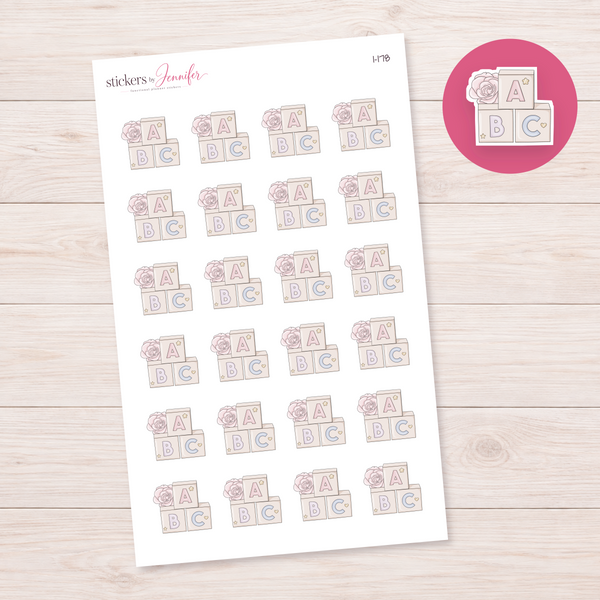 Pastel Alphabet Blocks Planner Stickers | I-178