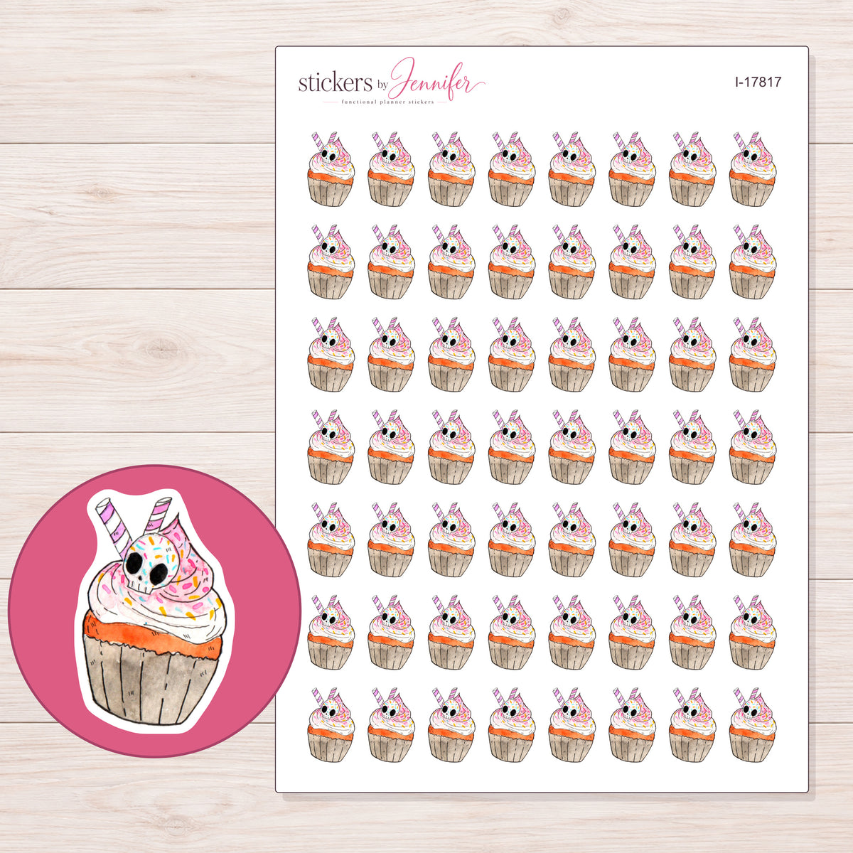 I-17817 planner sticker sheet with enlarged sticker detail