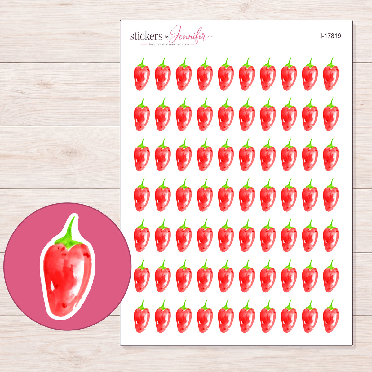 I-17819 planner sticker sheet with enlarged sticker detail