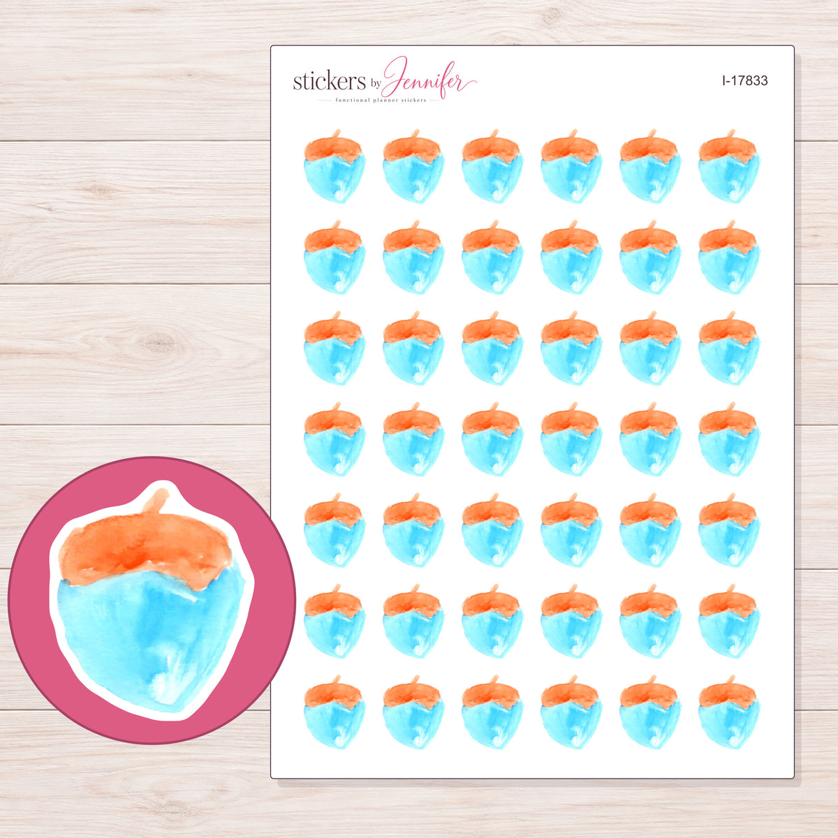 I-17833 planner sticker sheet with enlarged sticker detail