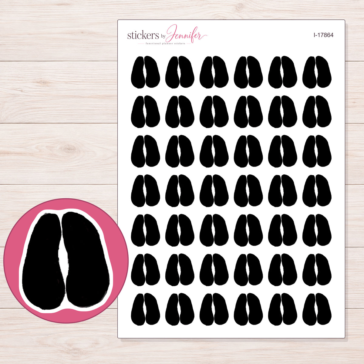 I-17864 planner sticker sheet with enlarged sticker detail