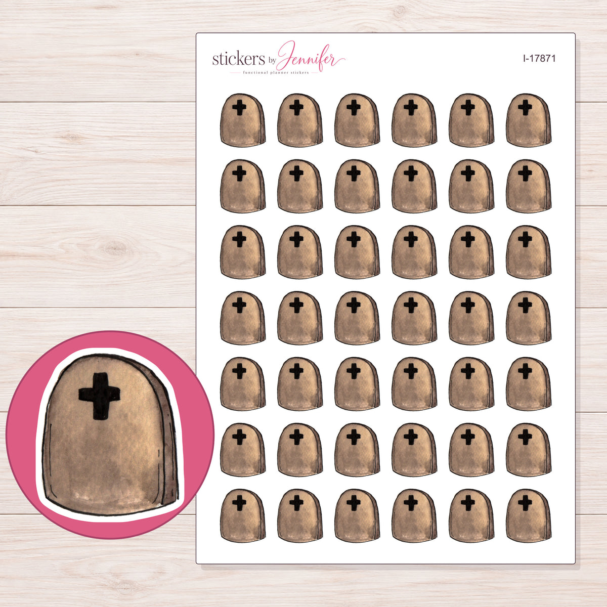 I-17871 planner sticker sheet with enlarged sticker detail
