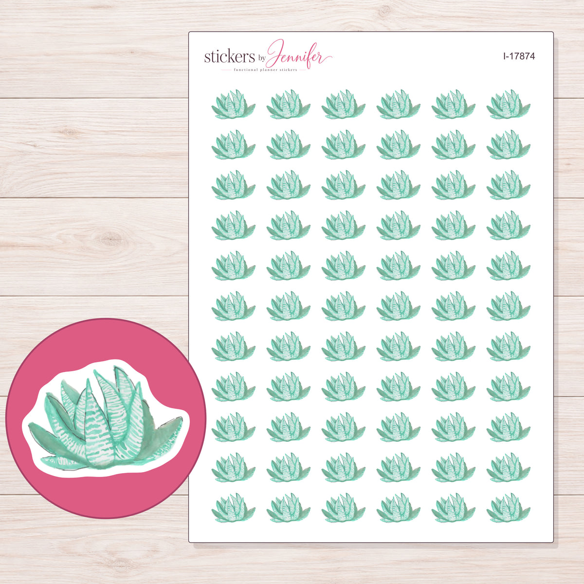 I-17874 planner sticker sheet with enlarged sticker detail