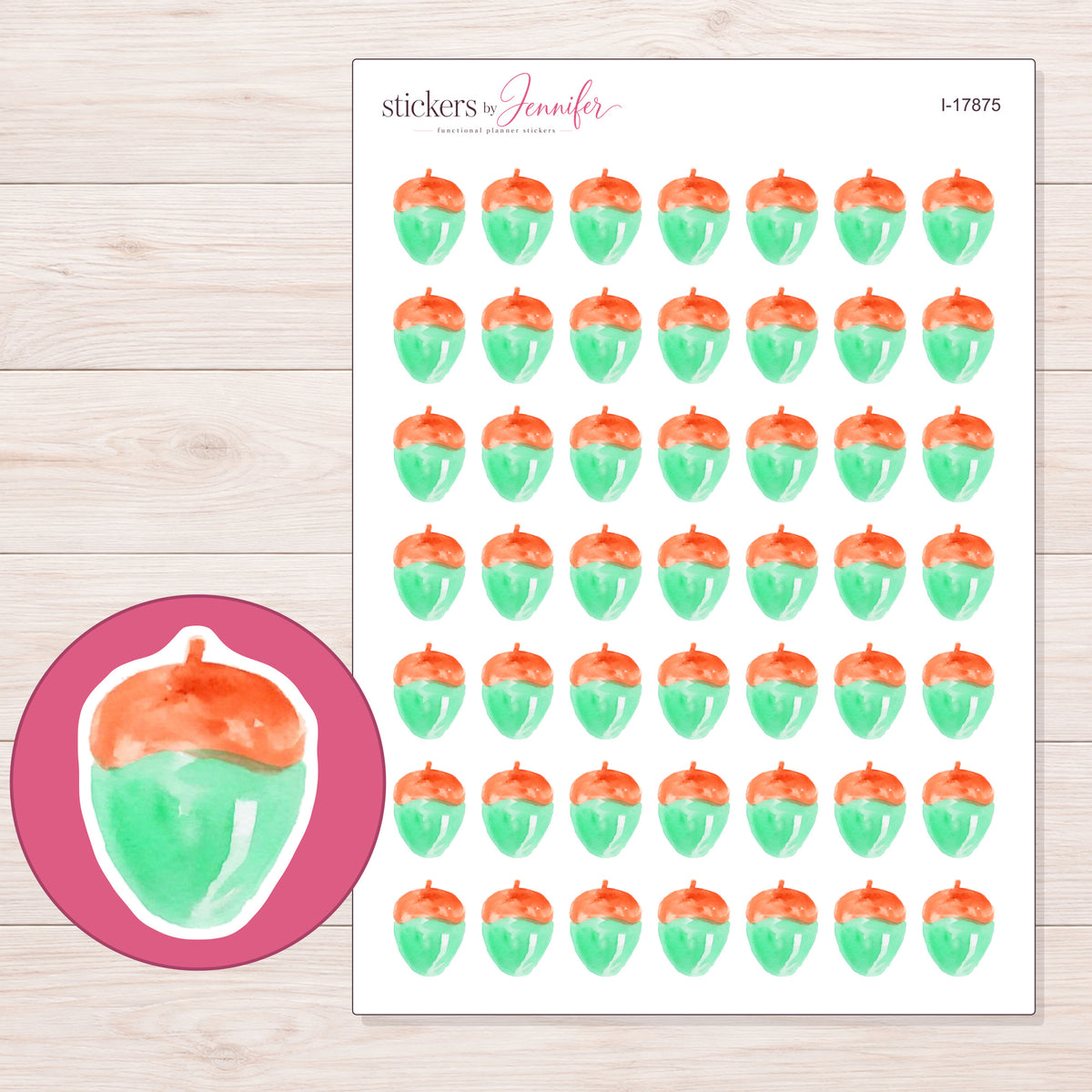 I-17875 planner sticker sheet with enlarged sticker detail