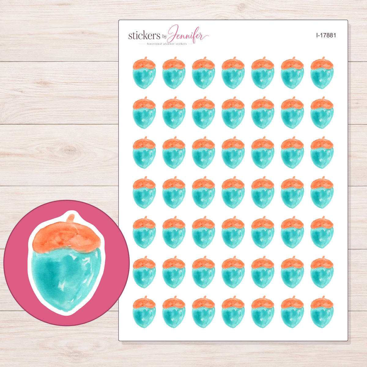 I-17881 planner sticker sheet with enlarged sticker detail