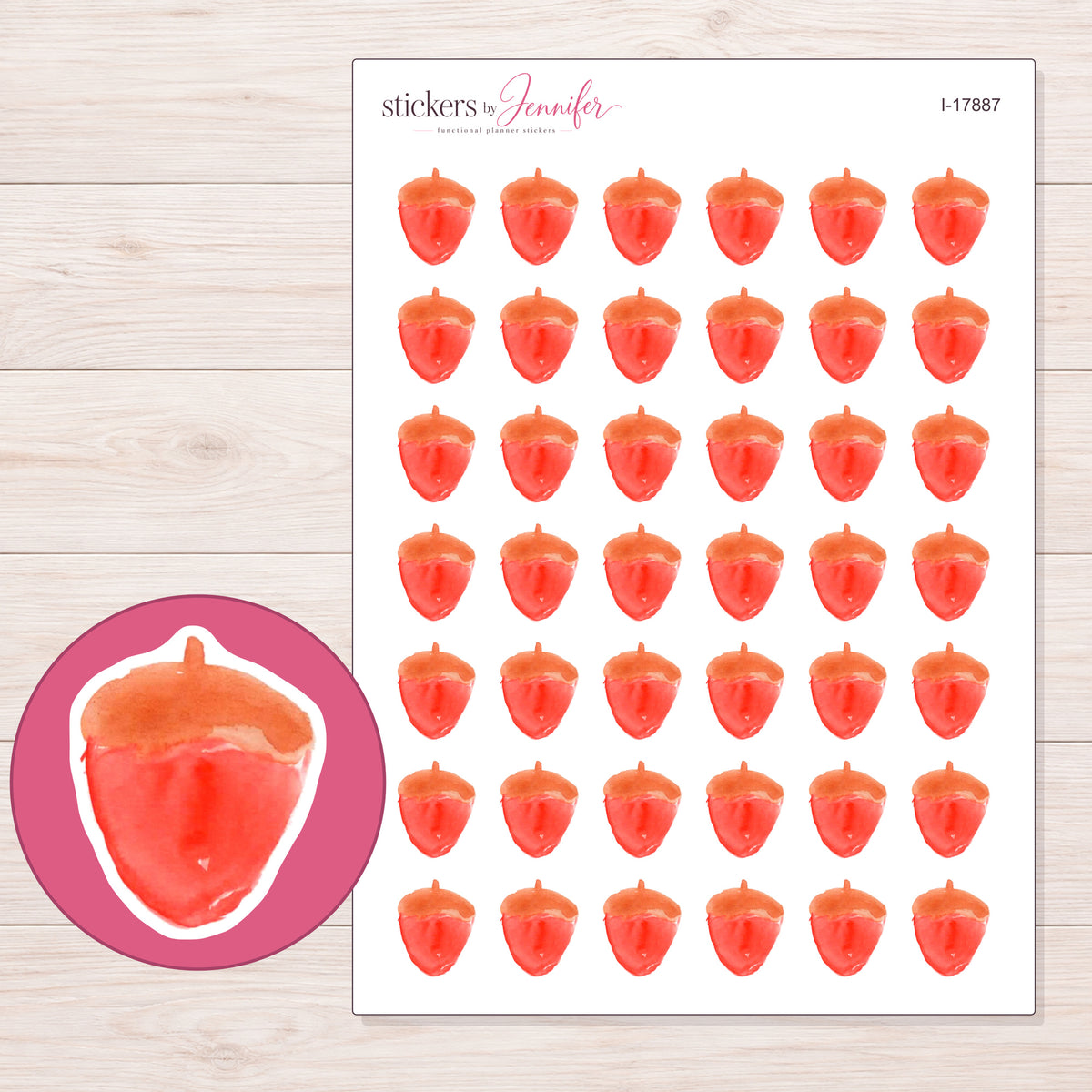 I-17887 planner sticker sheet with enlarged sticker detail