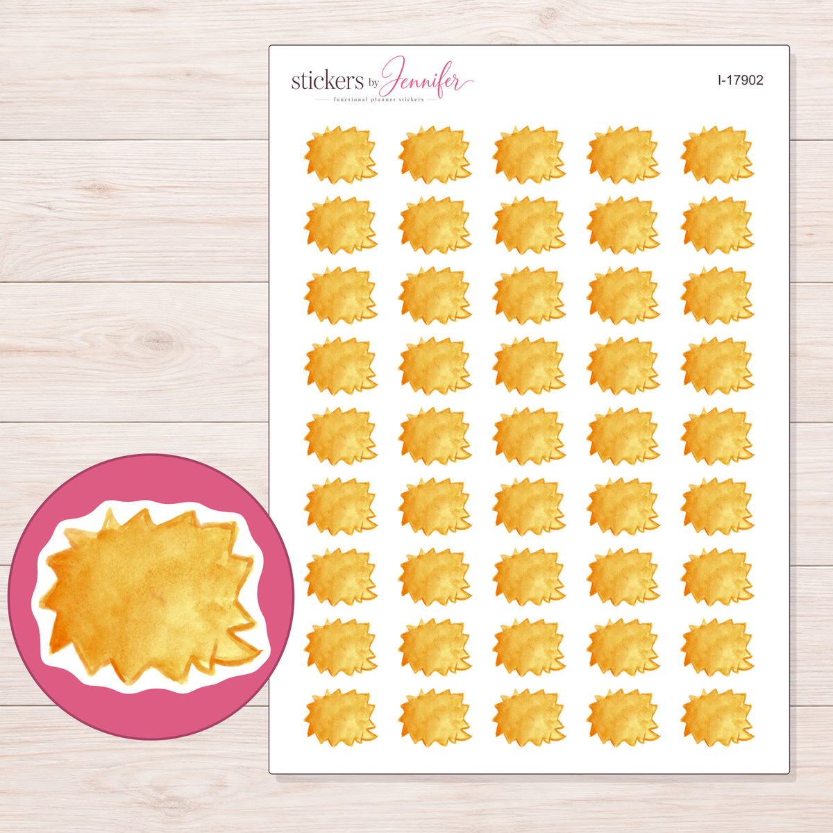 I-17902 planner sticker sheet with enlarged sticker detail