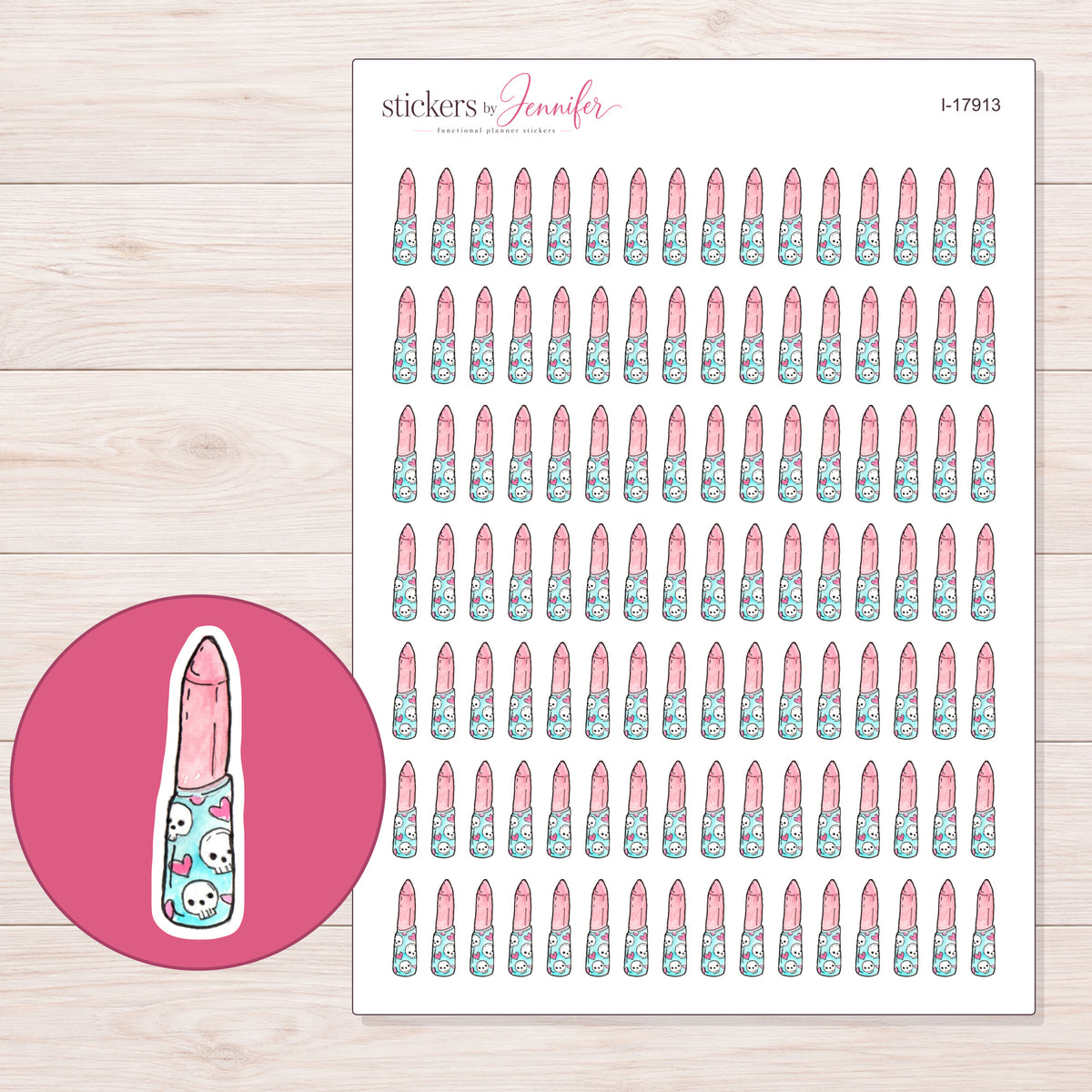 I-17913 planner sticker sheet with enlarged sticker detail