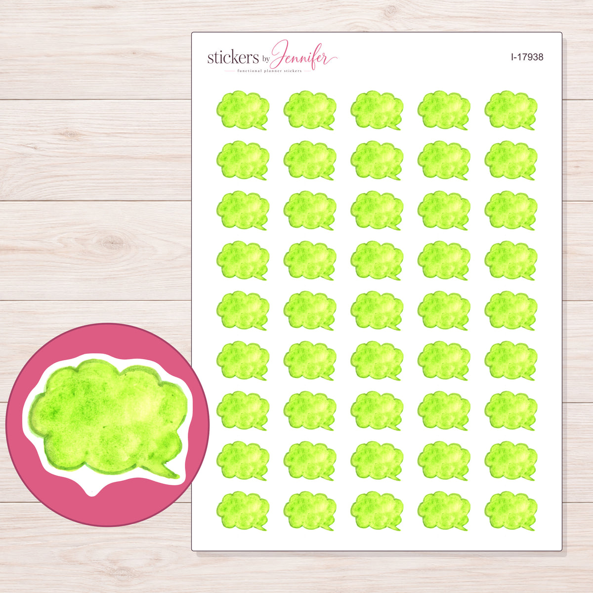 I-17938 planner sticker sheet with enlarged sticker detail