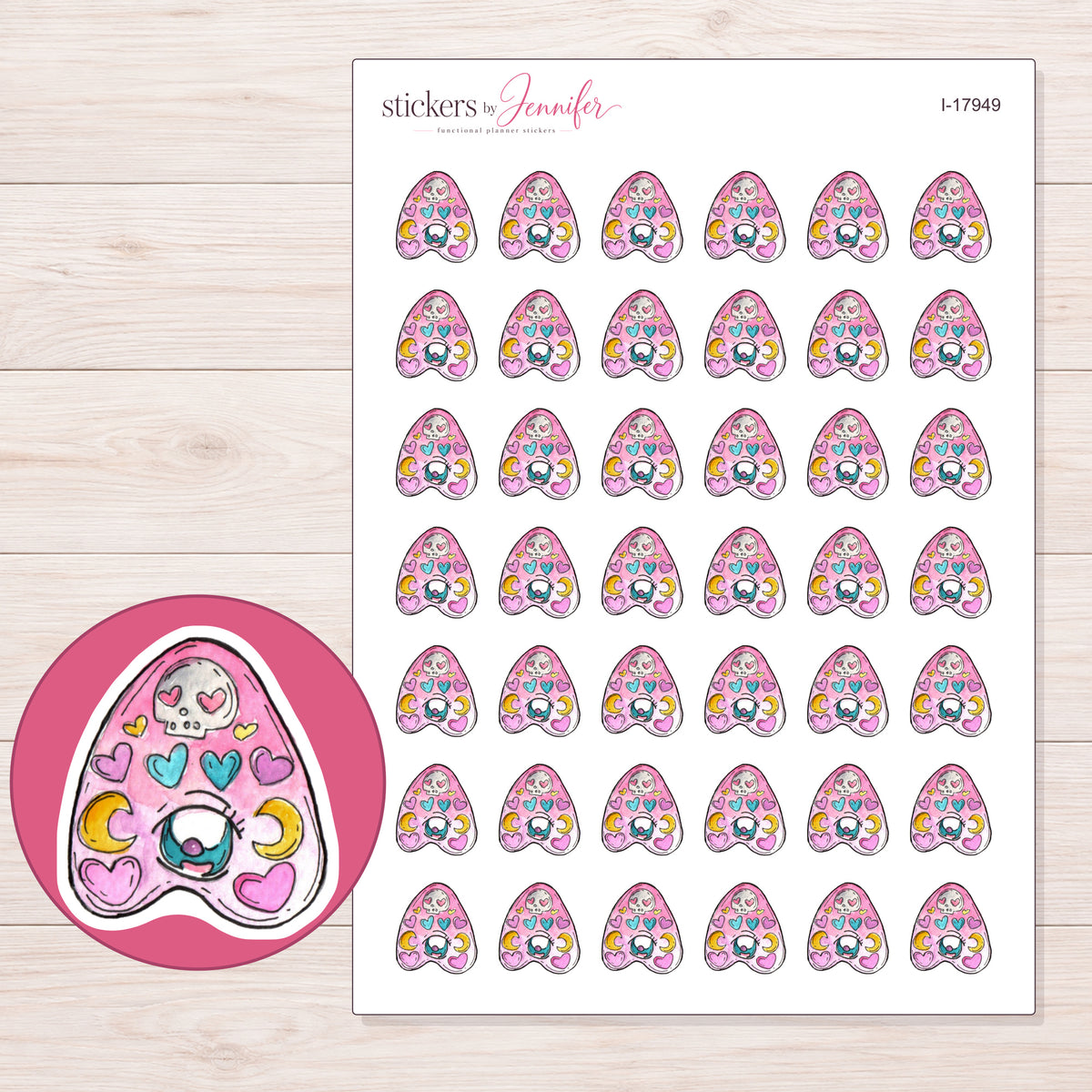 I-17949 planner sticker sheet with enlarged sticker detail