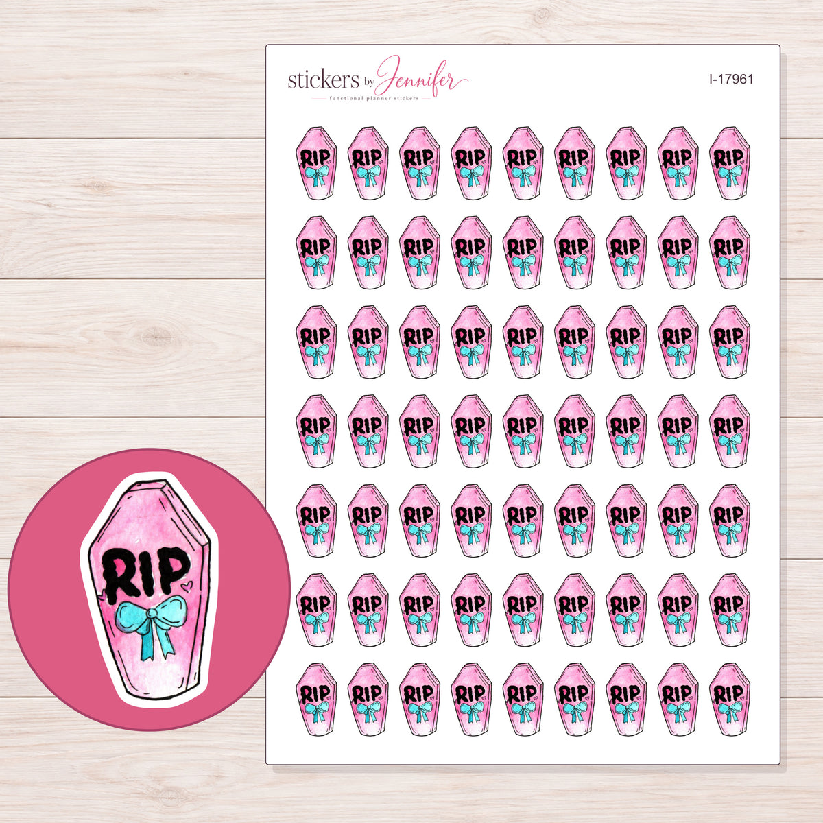 I-17961 planner sticker sheet with enlarged sticker detail