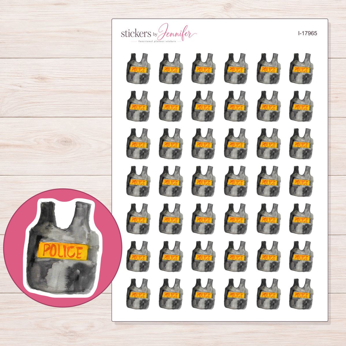 I-17965 planner sticker sheet with enlarged sticker detail