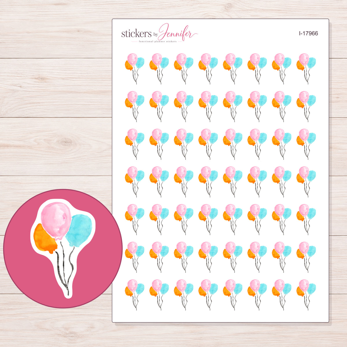 I-17966 planner sticker sheet with enlarged sticker detail