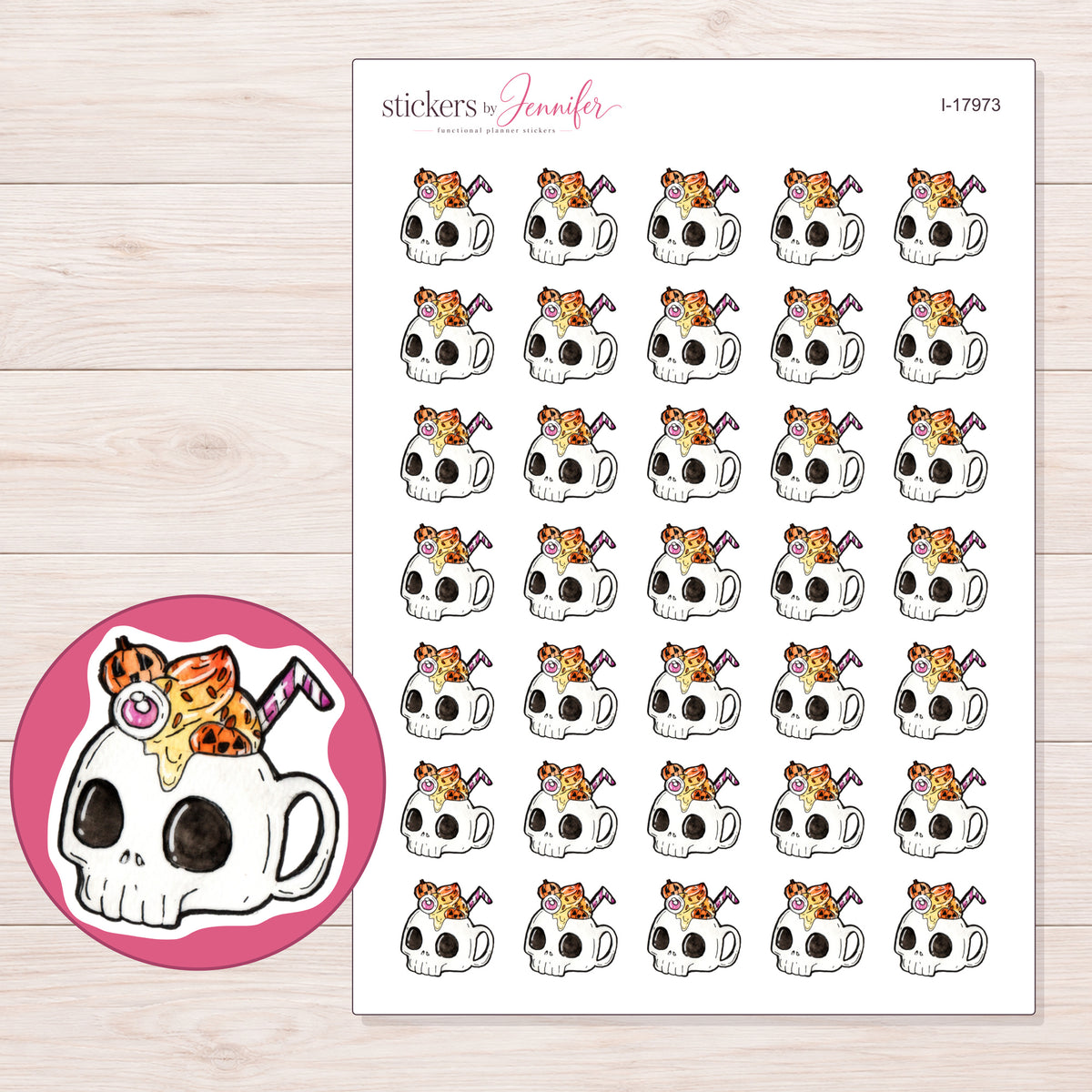 I-17973 planner sticker sheet with enlarged sticker detail