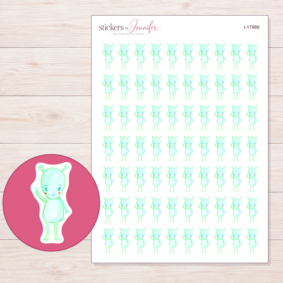 I-17989 planner sticker sheet with enlarged sticker detail