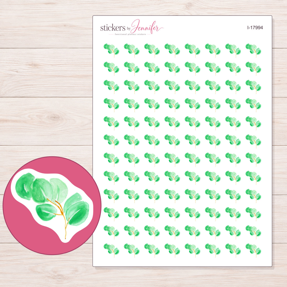 I-17994 planner sticker sheet with enlarged sticker detail