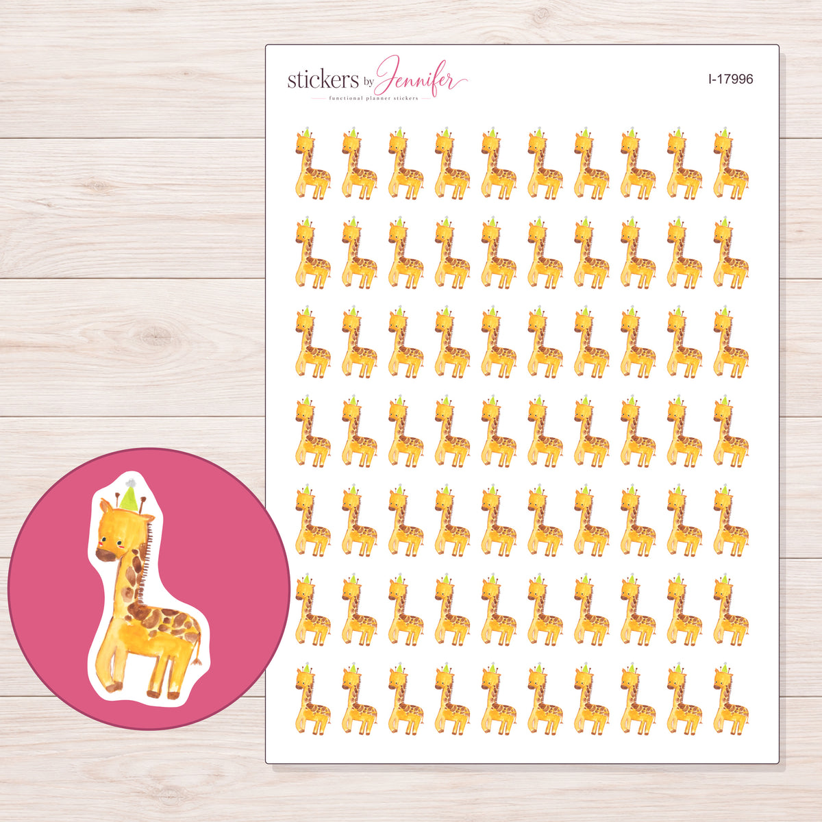 I-17996 planner sticker sheet with enlarged sticker detail
