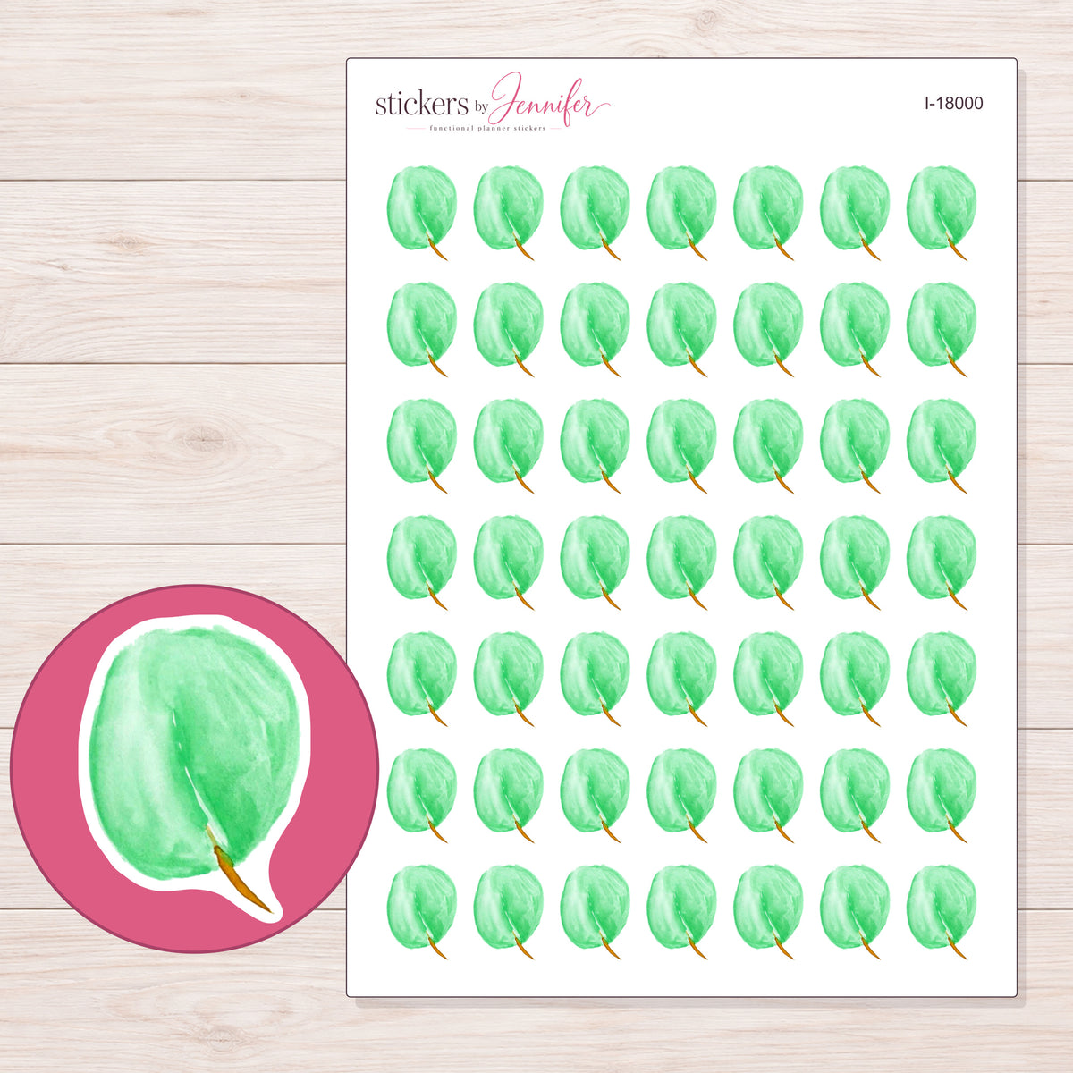 I-18000 planner sticker sheet with enlarged sticker detail