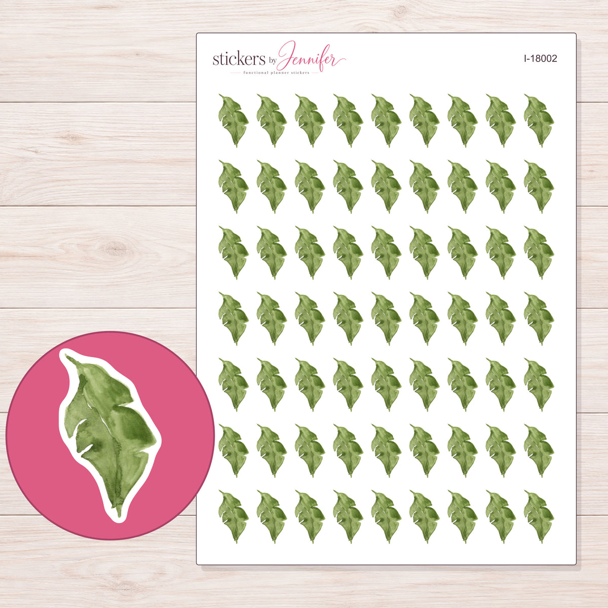 I-18002 planner sticker sheet with enlarged sticker detail